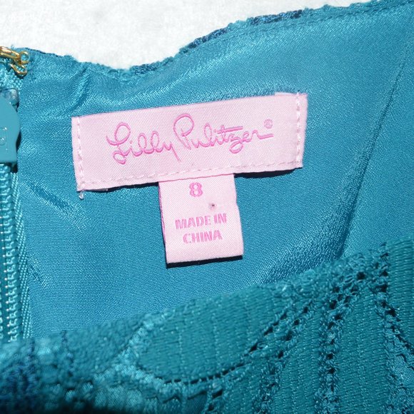 Lilly Pulitzer Teal Tidal Wave Midi Lace Kayleigh Shift 8 - Picture 7 of 10